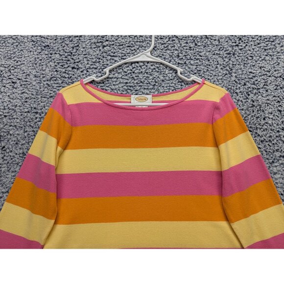 Y2K Talbots Colorblock Top Size M Striped Preppy Colorful 90s Beachy VTG Pink - Picture 3 of 10